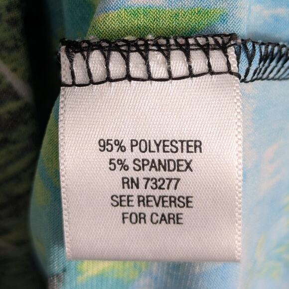 Dana Buchman Women’s Small Top Tropical Leaf Print Short Sleeve Stretch Blouse - Picture 3 of 4